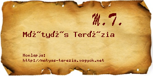 Mátyás Terézia névjegykártya